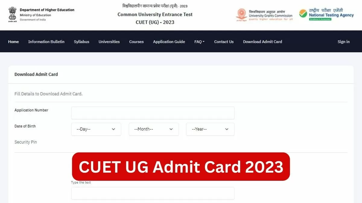 CUET Admit Card 2023 UG Out, Check Download Link Here