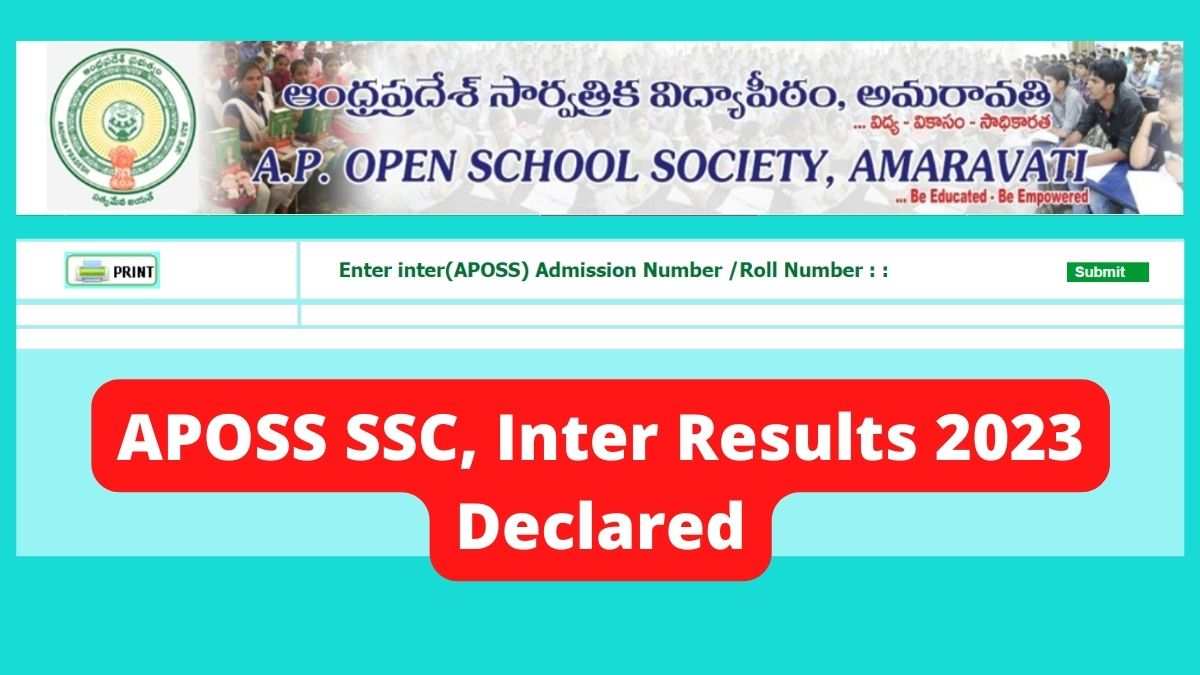 APOSS SSC, Inter Results 2023 Declared, Download Andhra Pradesh Open