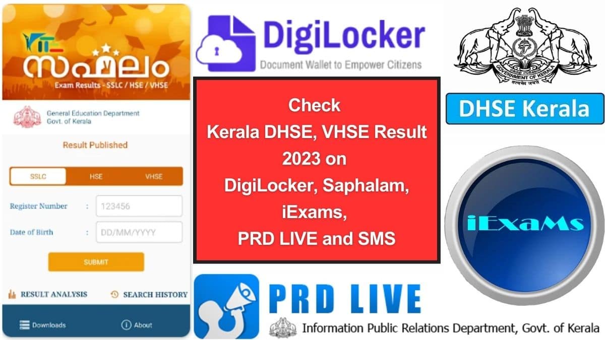 DHSE Kerala Plus Two Result 2023: Download Kerala +2 Result, Passing Certificate Online via iExams, Saphalam and PRD LIVE App