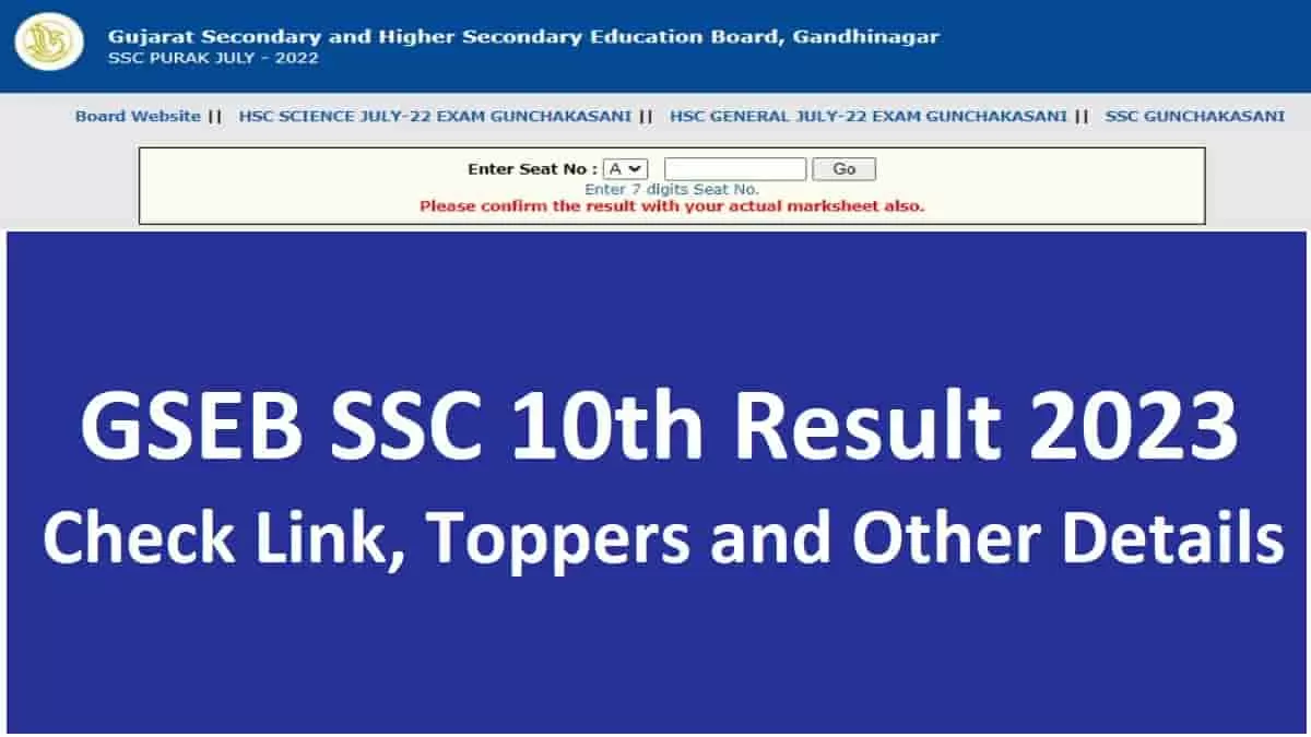 GSEB SSC Result 2023 OUT 64.62 Pass percentage, Download Gujarat