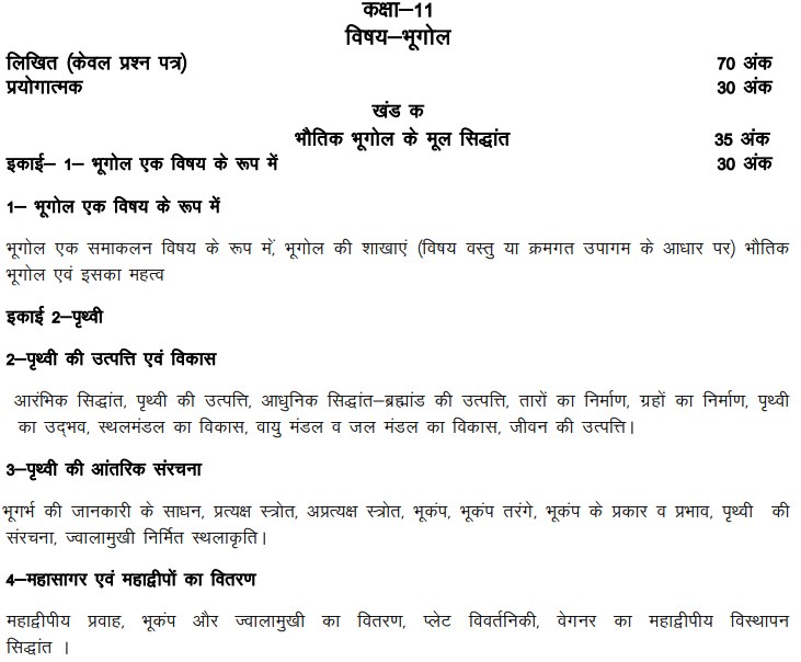 UP Board Class 11 Geography Syllabus 2023-24