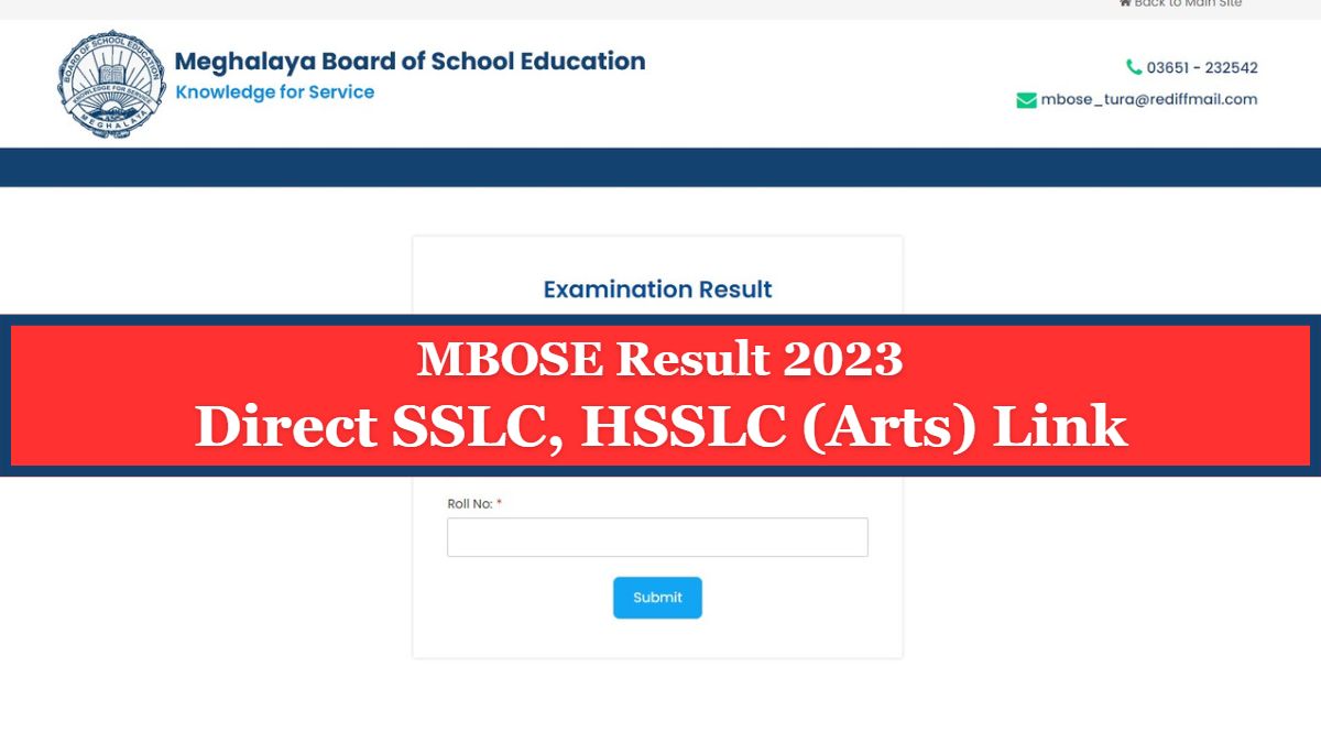 megresults.nic.in, www.mbose.in/results/form, mbose.in Result 2023, Direct Link to Check Meghalaya Board SSLC, HSSLC Arts Results