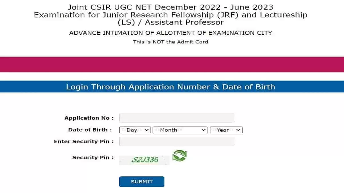 CSIR UGC NET 2023 Exam City