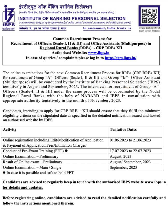 IBPS RRB 2023 Notification Out, Exam Date, Application Form, Vacancy