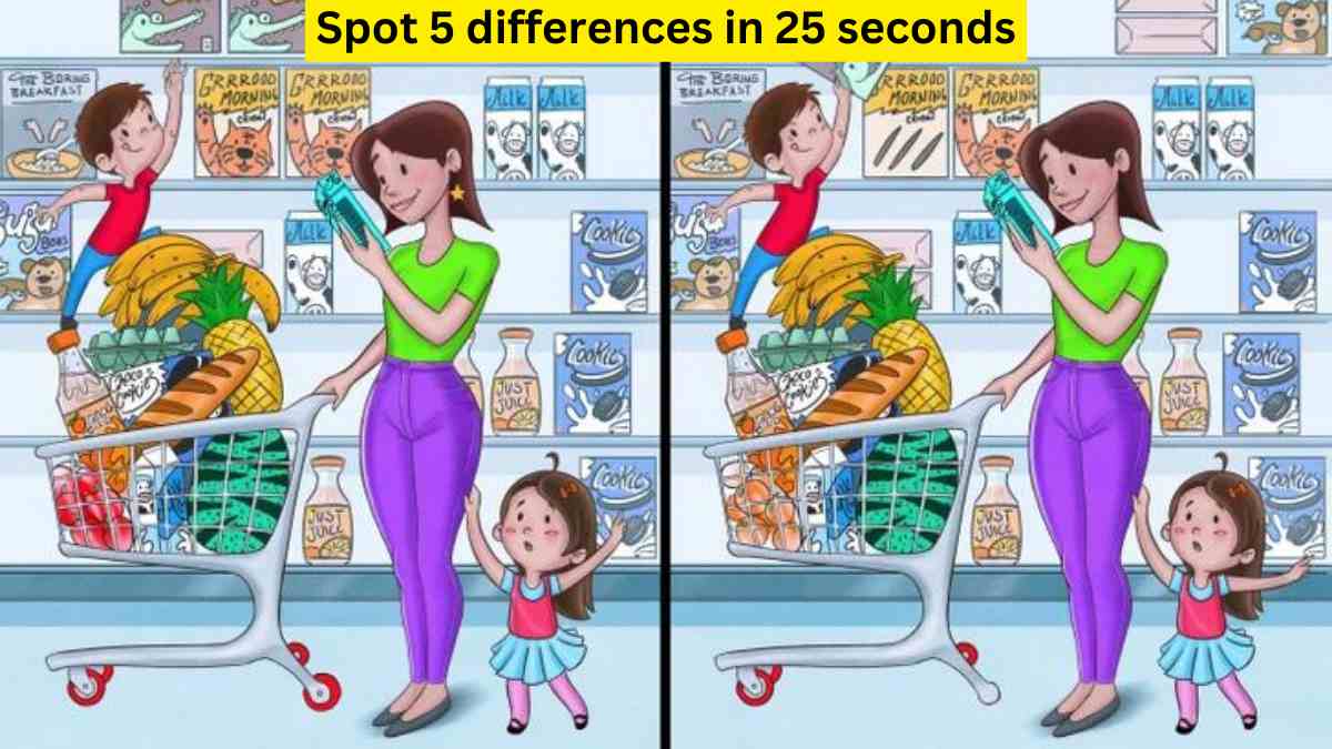 You have eagle eyes if you can spot 5 differences in the grocery