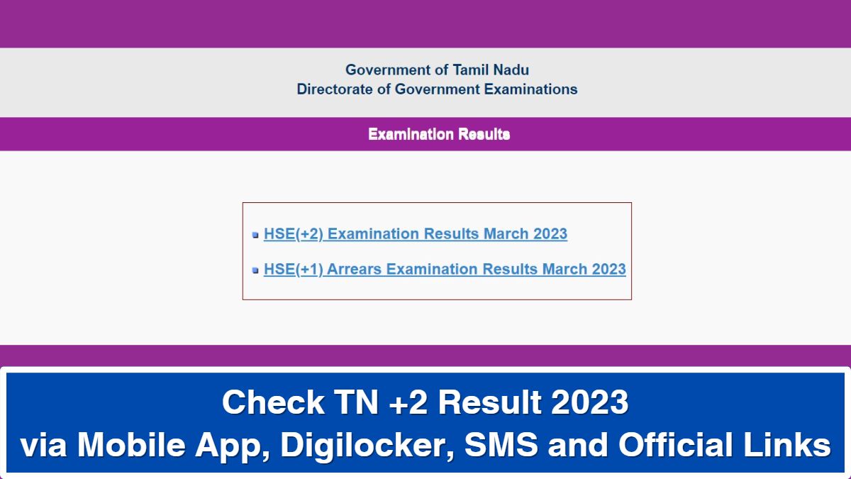 Tamil Nadu 12th Public Exam Result 2023 DECLARED Check TN Result via