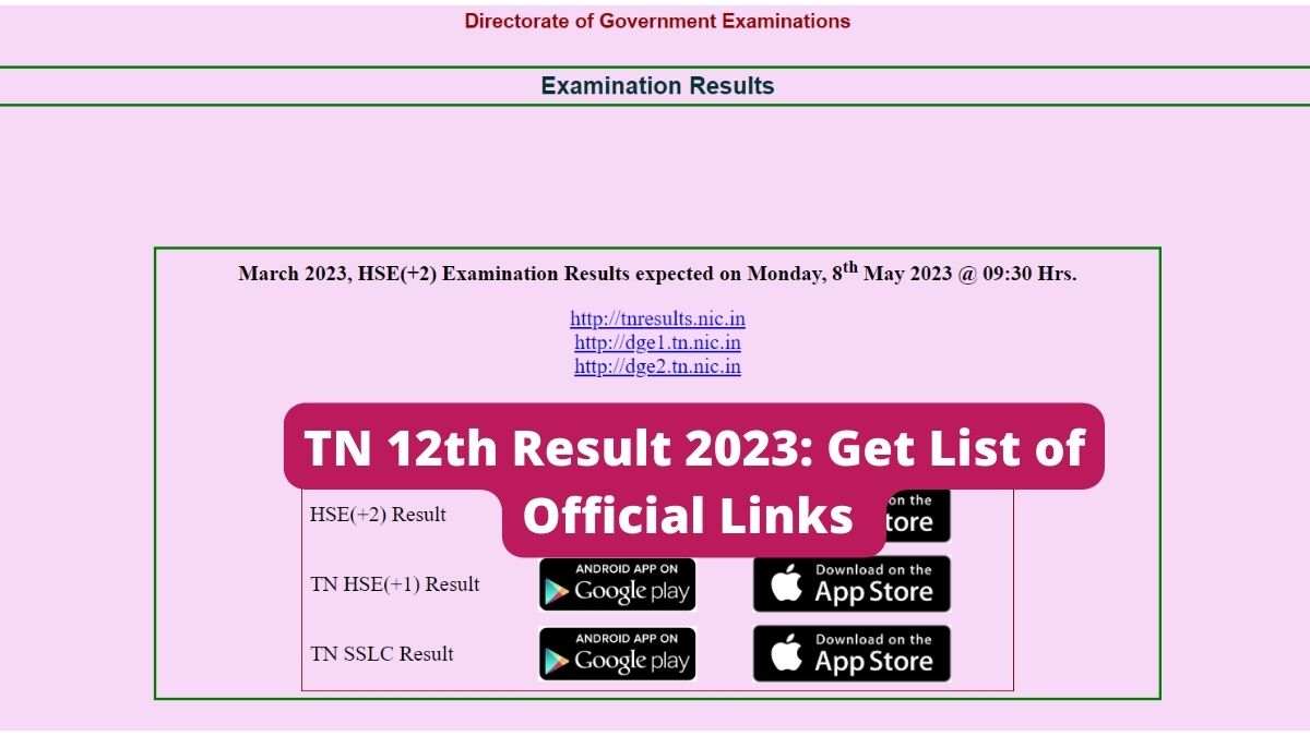 tnresults.nic.in, dge.tn.gov.in and Other Direct Links to Check TN 12th