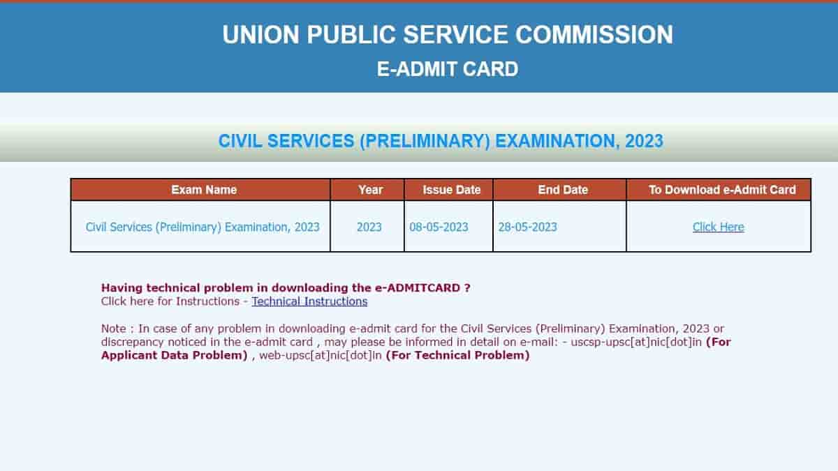 Download UPSC Admit Card 2023 Check Civil Service IAS Hall Ticket