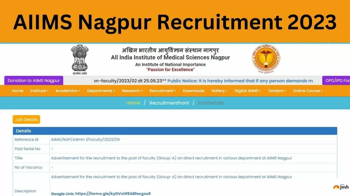 Check all the important details pertaining to AIIMS Nagpur Recruitment here.