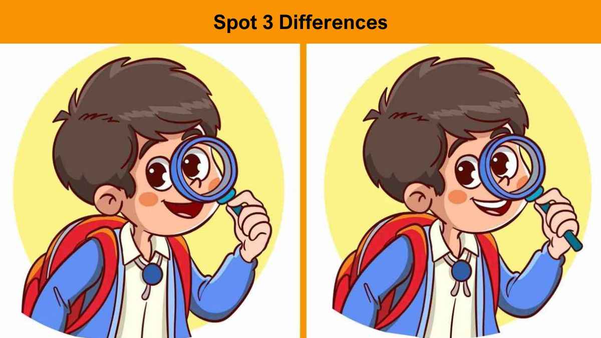 Only the sharpest eyes can spot 3 differences between the boy with magnifying glass pictures in 10 seconds!