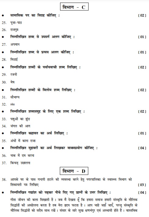 Gujarat Board 9th Hindi Model Test Paper 2024: Download Class 9 Hindi ...