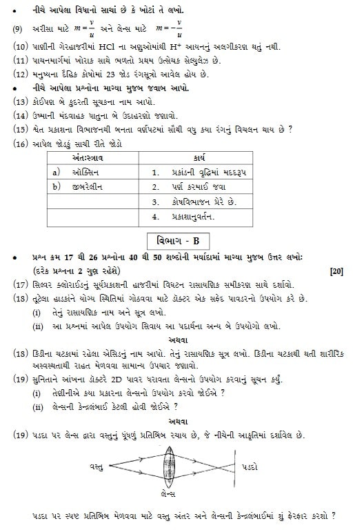 Get direct link to download Class 10 Science Model paper for GSEB SSC Board Exam 2024