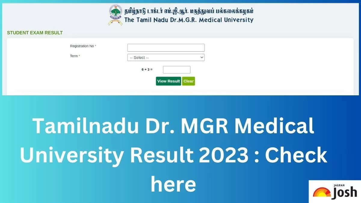 Dr. MGR Medical University Results 2023 TNMGRMU Result Download