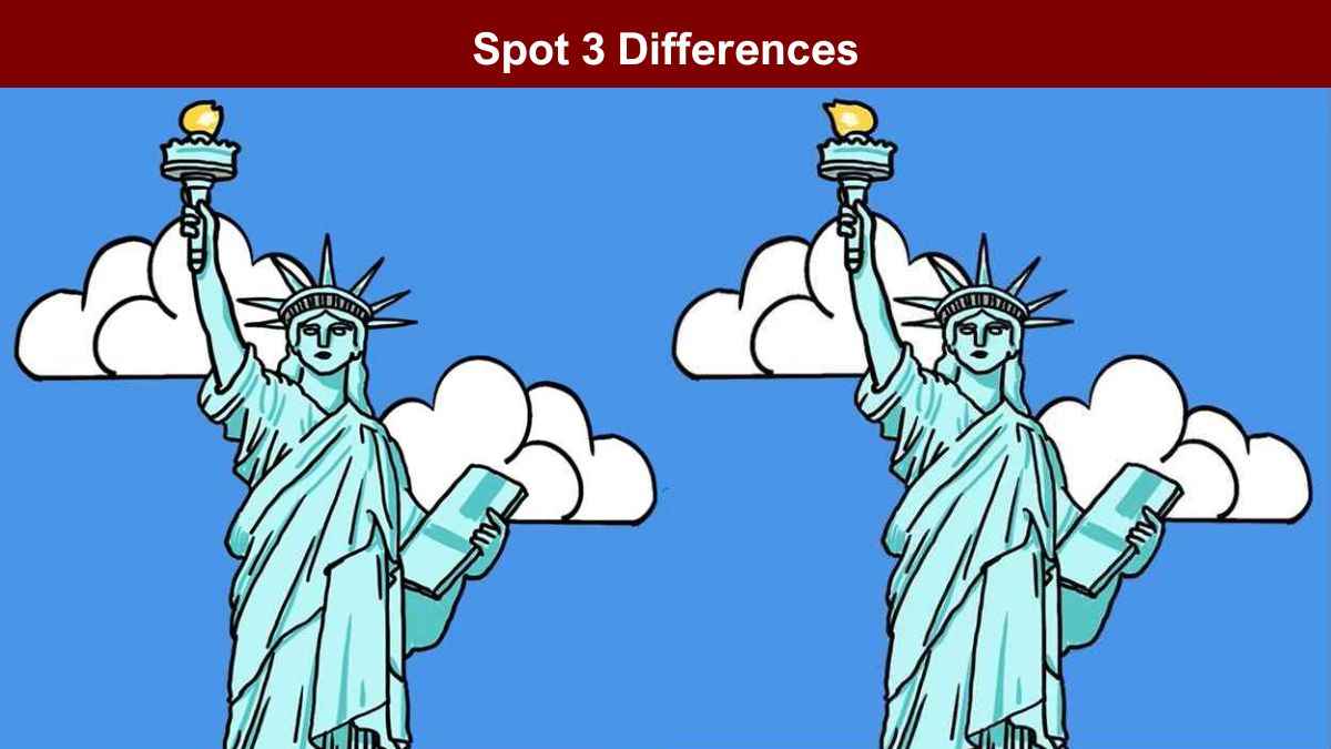 Can you spot 3 differences between the Statue of Liberty pictures in 14 seconds?