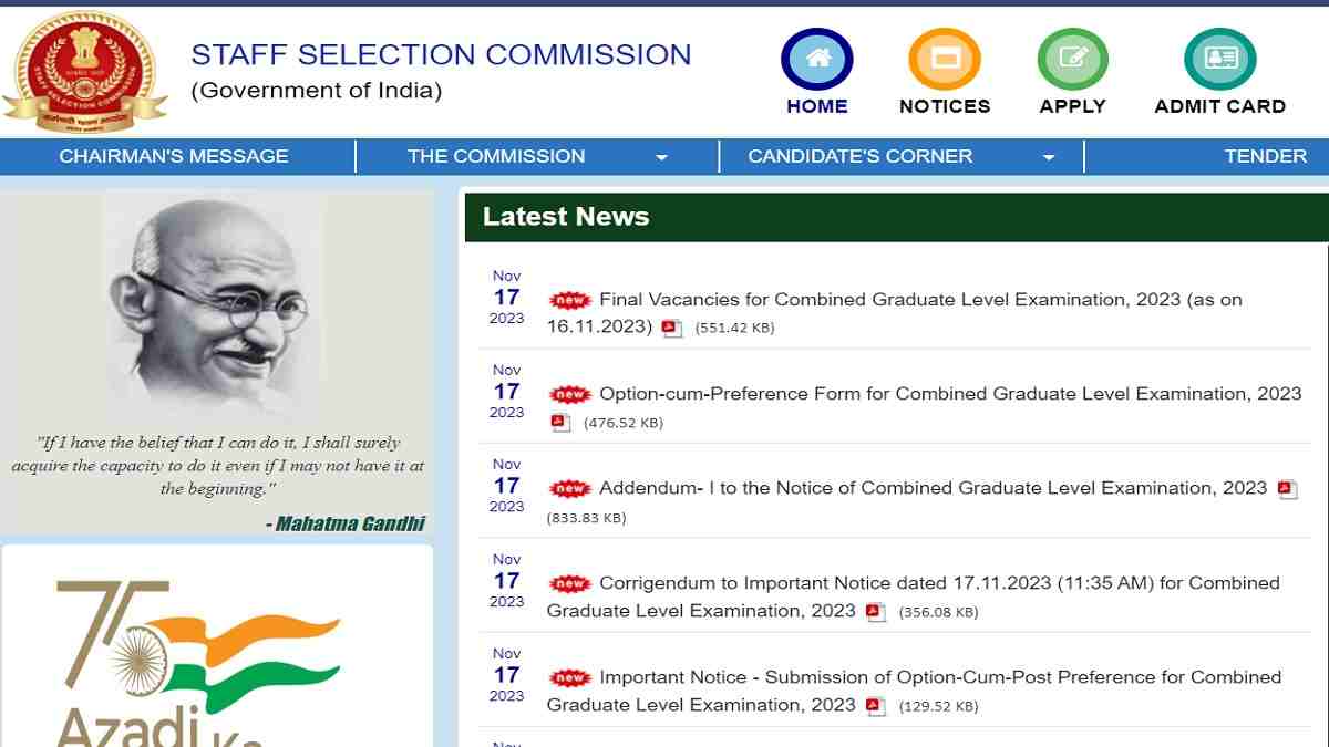 Ssc Cgl Final Vacancy Out Download Detail Pdf At Ssc Nic In