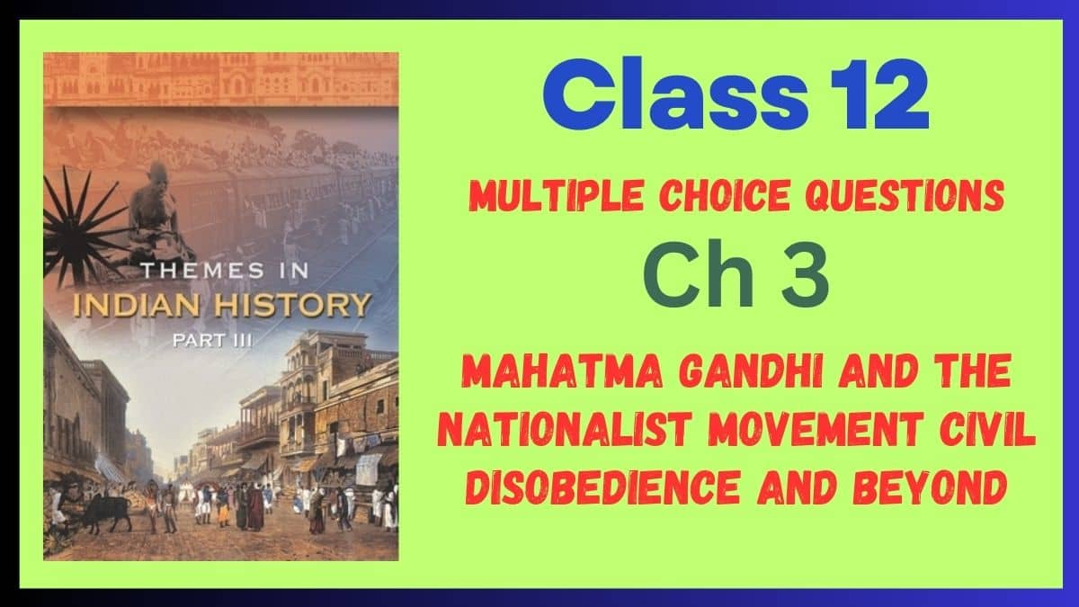 CBSE Mahatma Gandhi and the Nationalist Movement Civil Disobedience and Beyond Class 12 MCQs of History Chapter 3