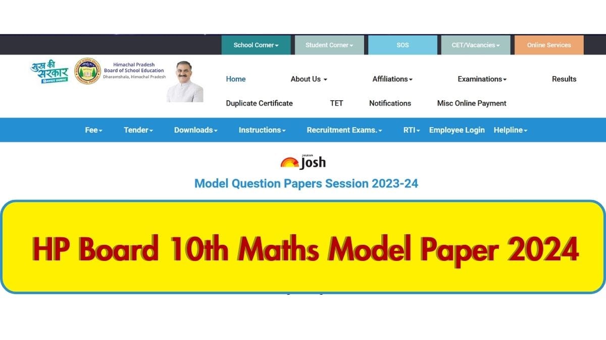 HP Board Class 10 Maths Model Papers 2023-24 PDF