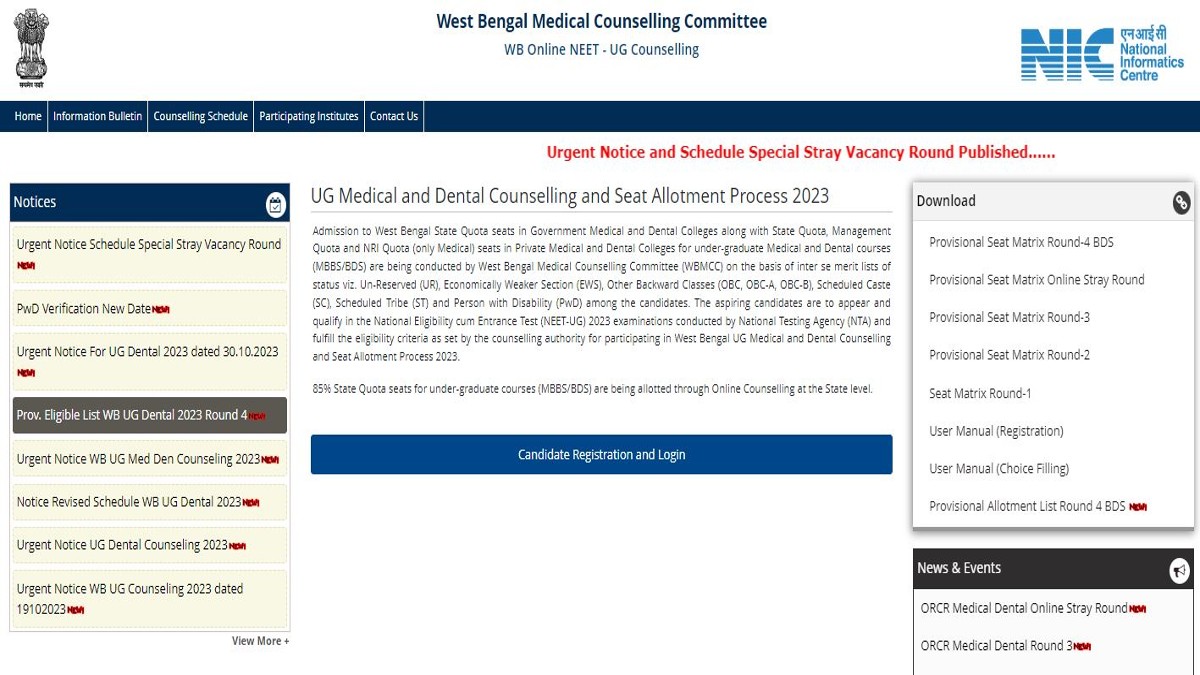 WB NEET UG 2023 Counselling Special Stray Vacancy Round Registration ...