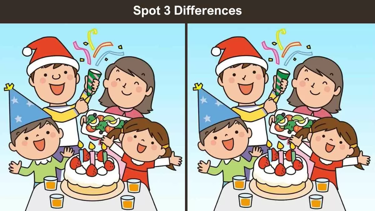 Spot 3 differences family celebration