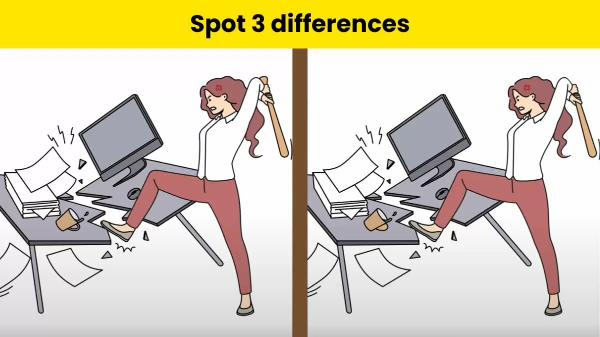 Can you spot 3 differences between the woman breaking table picture?                            