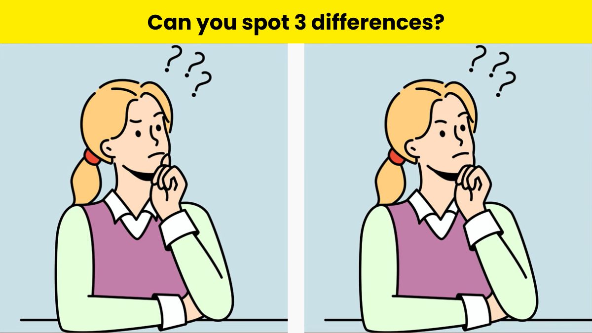 Only people with outstanding vision can spot 3 differences in thinking girl picture within 8 seconds. 