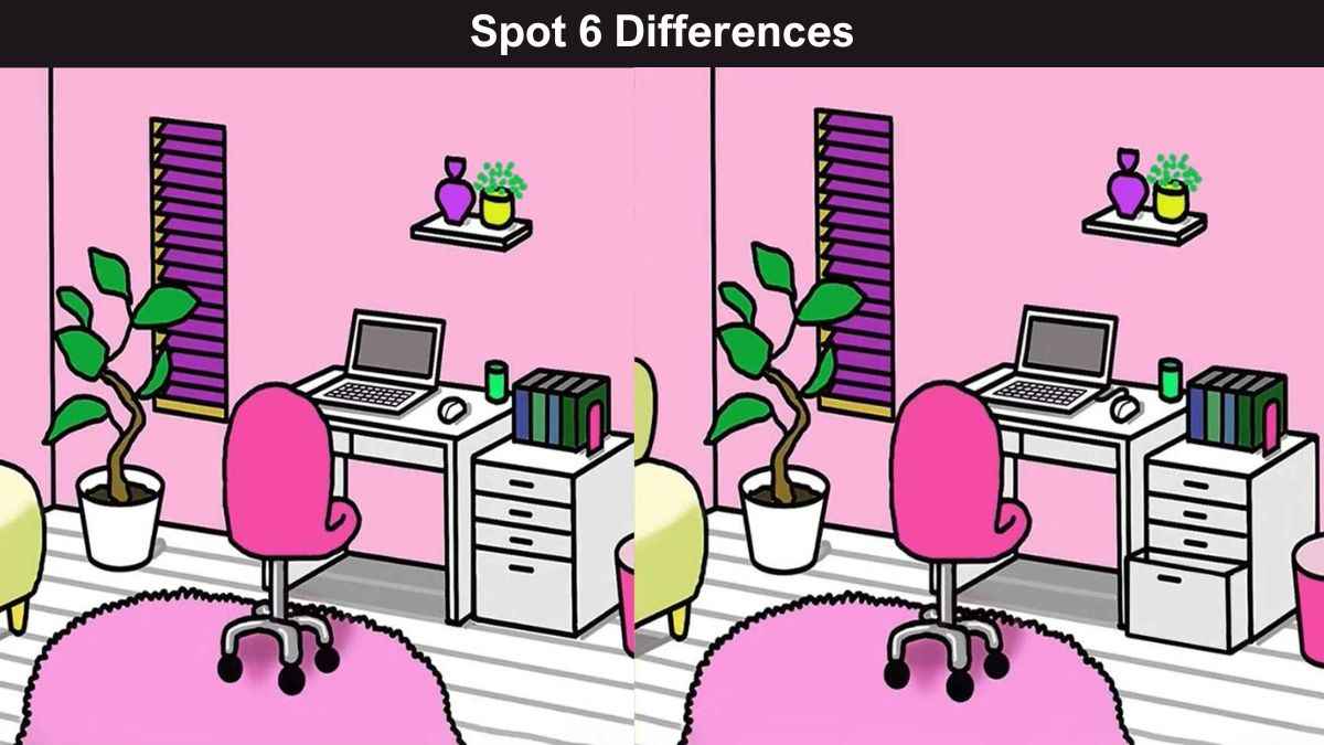 Only people with superior eyes can spot 6 differences between the study room pictures in 15 seconds!