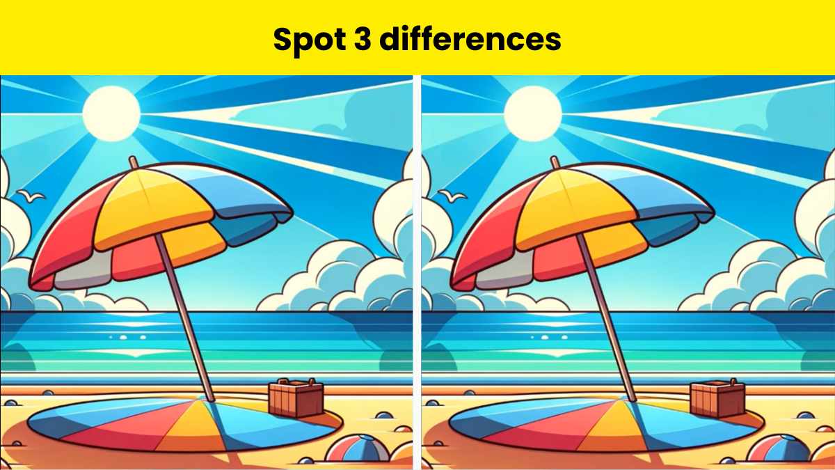 Only 1 out of 5 can spot 3 differences between the beach pictures in 8 seconds.
