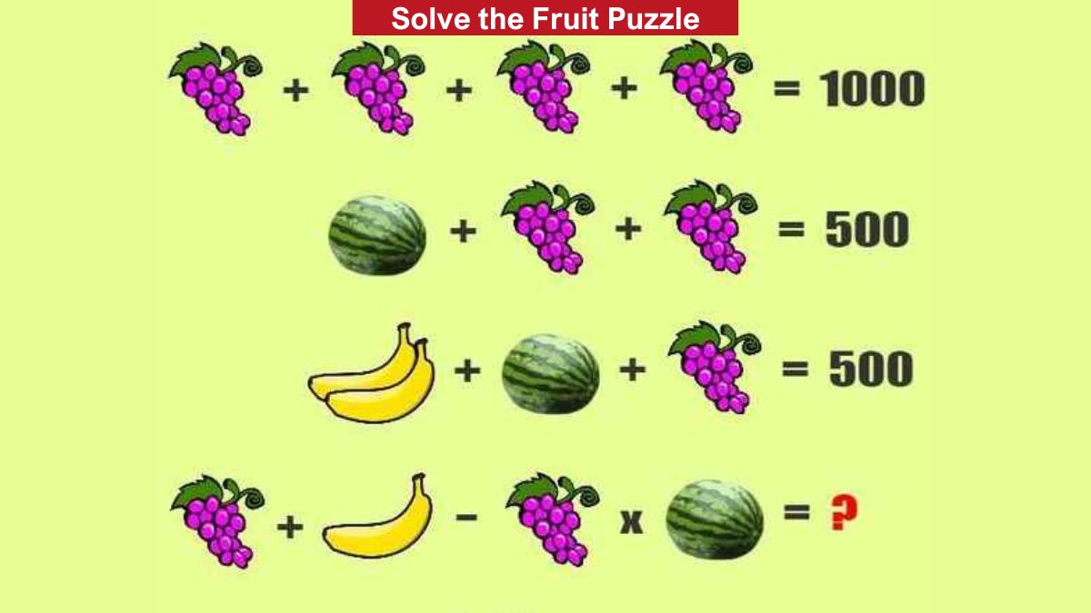 Genius IQ Test: You have high IQ if you can solve the fruit puzzle in 11 seconds!