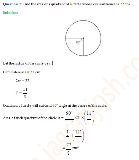 class 10 math ch 11 ex 11.1 areas related to circle