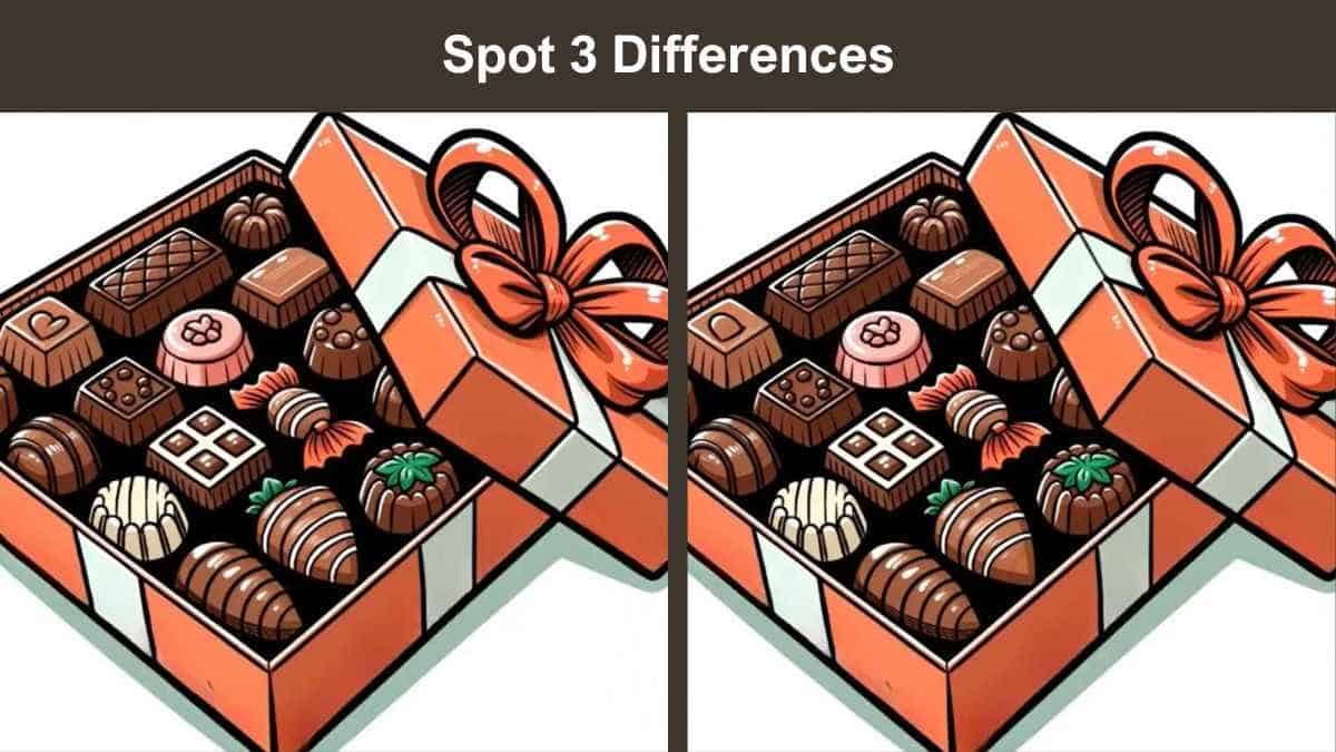 Spot 3 differences between the chocolate box pictures in 13 seconds!