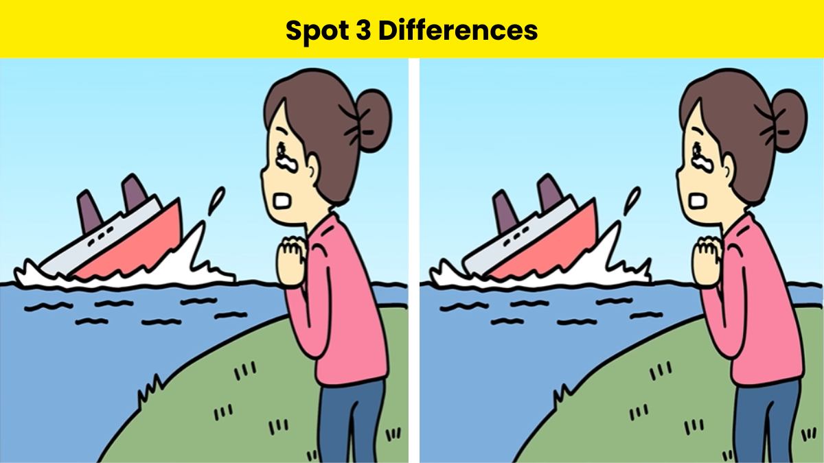 Engage your eagle eyes and spot 3 differences in the Titanic picture within 8 seconds.