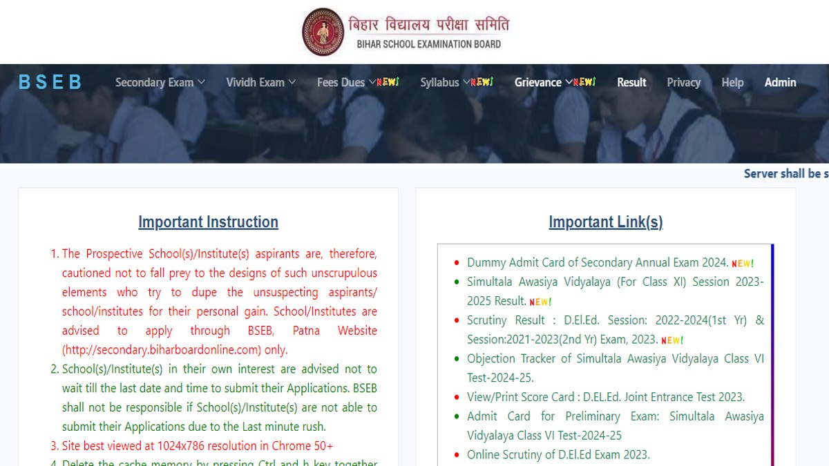 Bihar Board Matric 2024 Registration With Late Fees Underway, Check