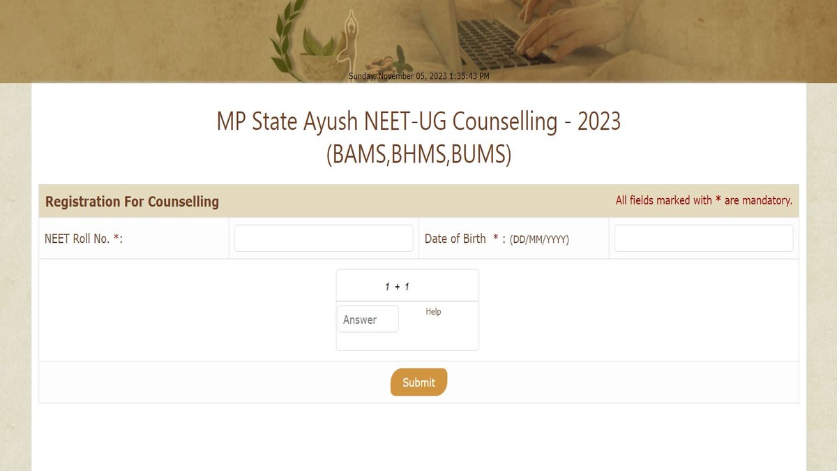 MP AYUSH NEET UG Counselling 2023 Registration Ends Today For