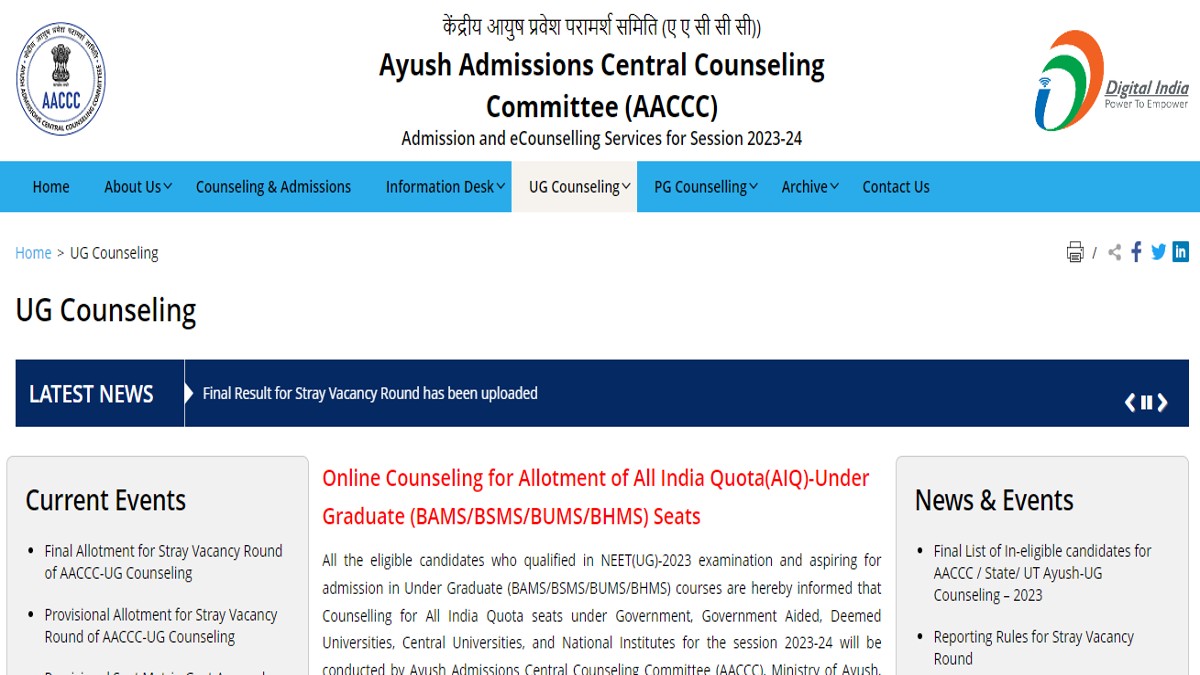 Ayush Neet Ug 2023 Stray Vacancy Counselling For Deemed Universities Begins Today Check 2882