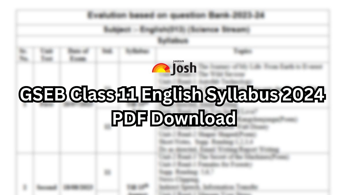 GSEB Class 11 English Syllabus 2023-2024: Gujarat HSC 11th Exam Pattern and Marking Scheme