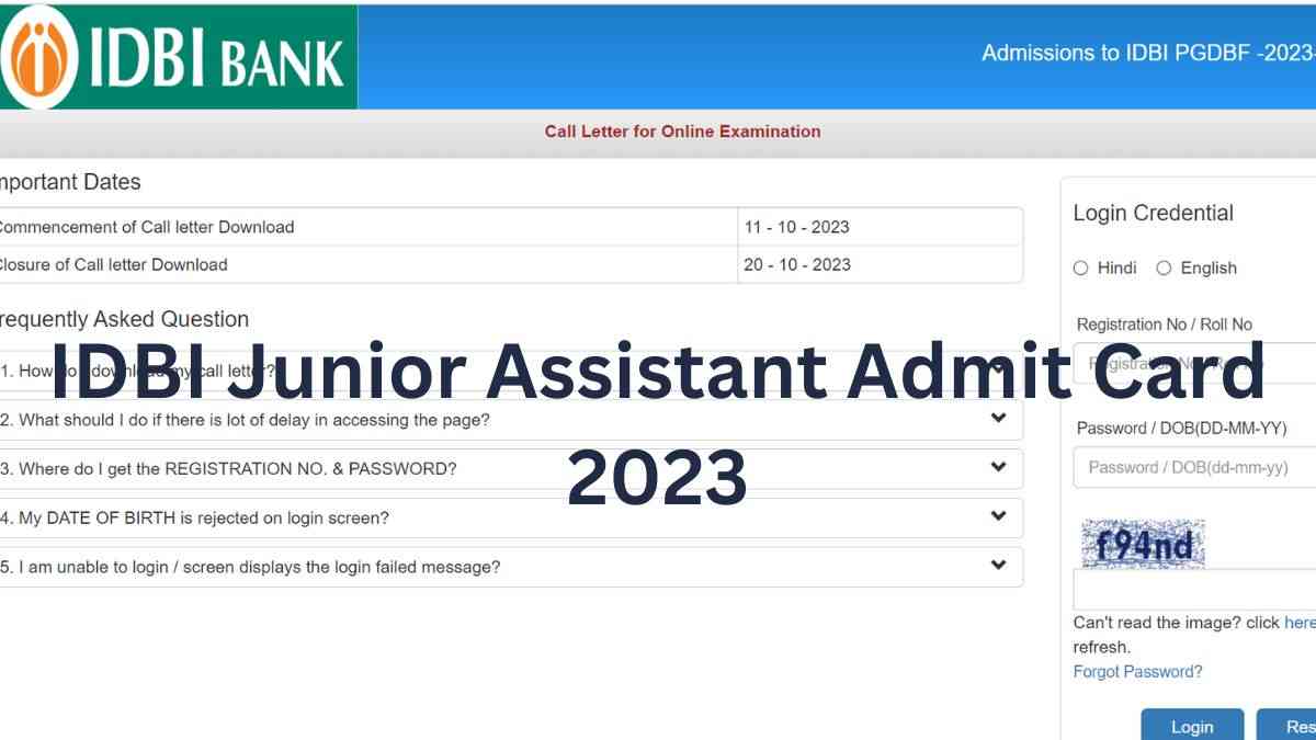 IDBI Bank Junior Assistant Manager Admit Card 2023 OUT: आईडीबीआई बैंक जूनियर असिस्टेंट परीक्षा के एडमिट कार्ड जारी, इस लिंक से करें डाउनलोड 