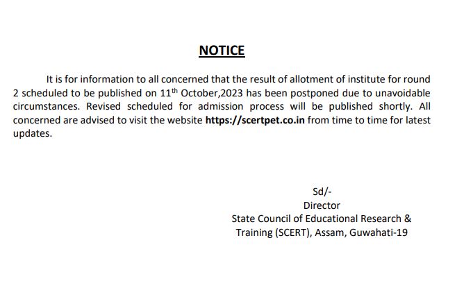 Assam DElEd seat allotment result 2023