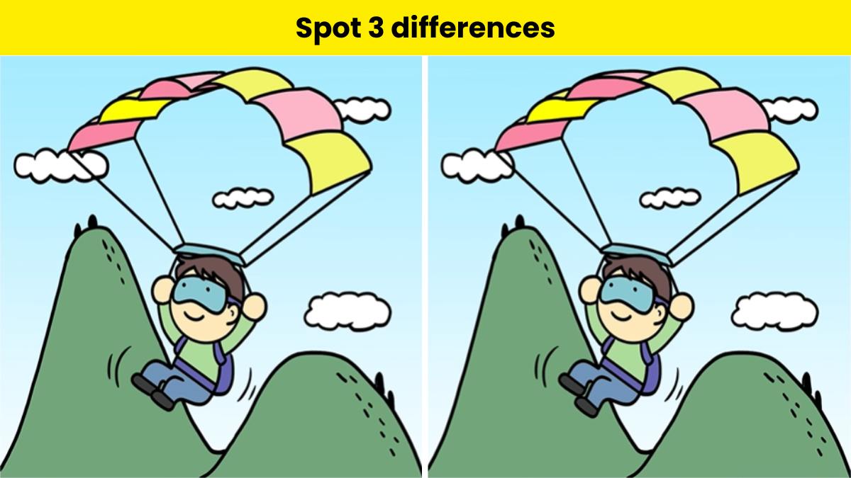 Spot 3 differences between the paragliding pictures in 8 seconds. 