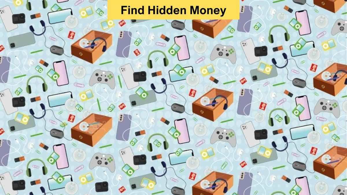Brain Teaser Visual Skill Test: Find the hidden stash of money among gadgets in 9 seconds!