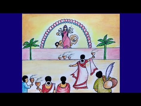 Durga Puja Drawing Images - Free Download on Freepik