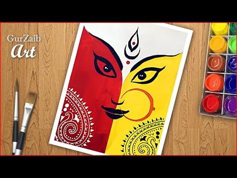 Durga maa Drawing Easy || Devi durga drawing easy || Durga maa drawing easy  face | Book art diy, Easy cartoon drawings, Durga painting