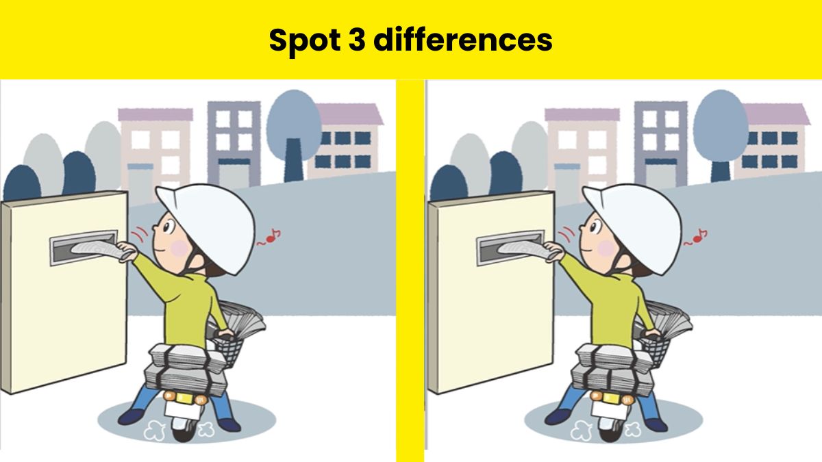 Test your skills by finding 3 differences in the mailman pictures within 7 seconds.