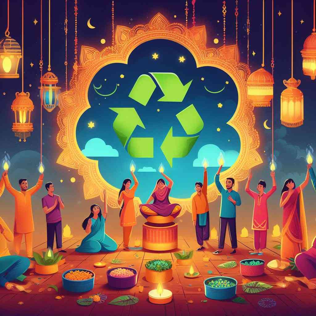 Happy green diwali concept with eco friendly Vector Image