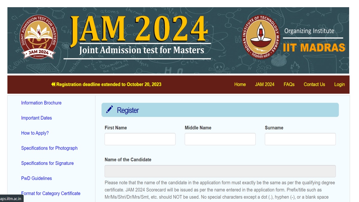 IIT JAM 2024: IIT Madras Extends Registration Deadline Till Oct 20