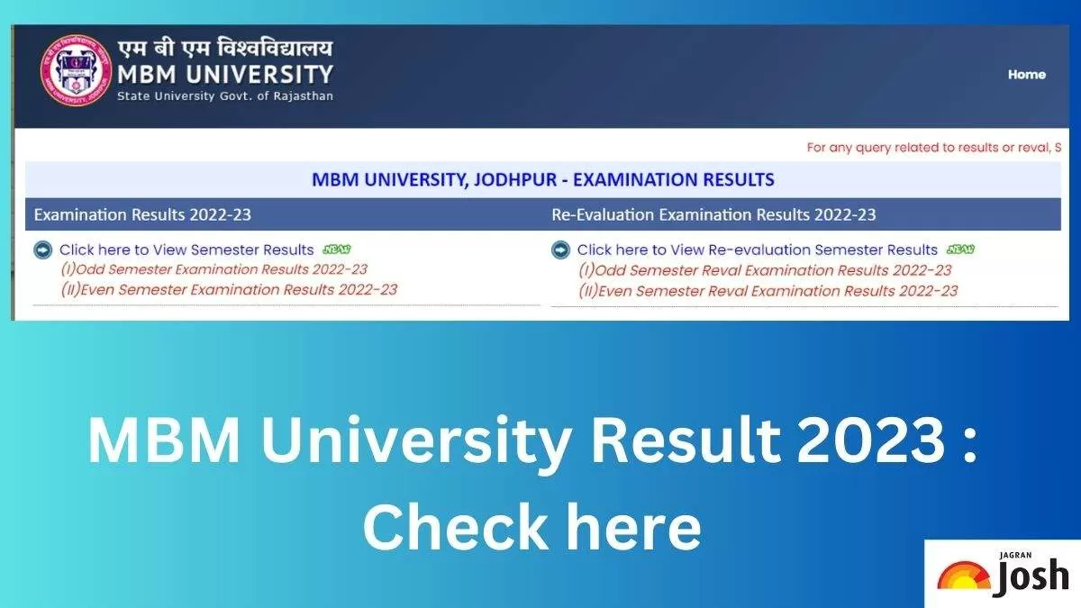 MBM University Result 2023 OUT at mbmiums.in: Direct Link to Download ...