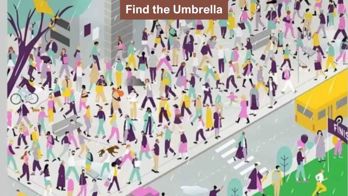 People with above average vision can spot the umbrella in the street in 7 seconds!