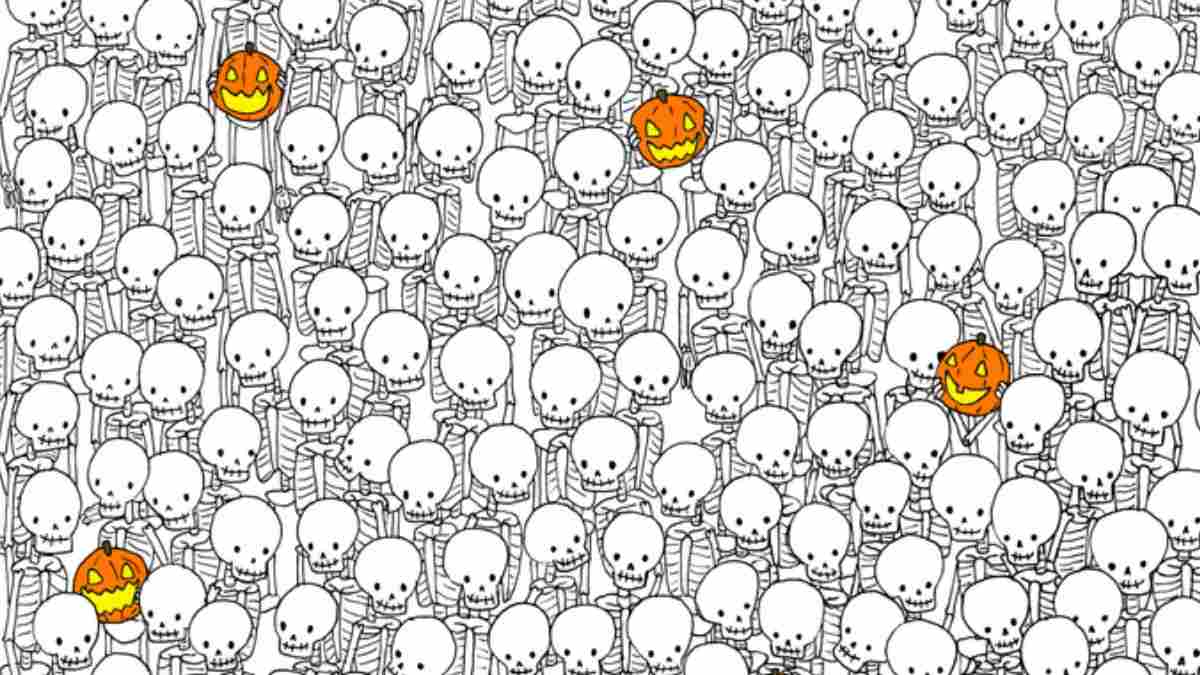 Optical Illusion to Test Your IQ: Can You Spot the Ghost Hidden Among Skeletons In Halloween Picture Within 15 secs!
