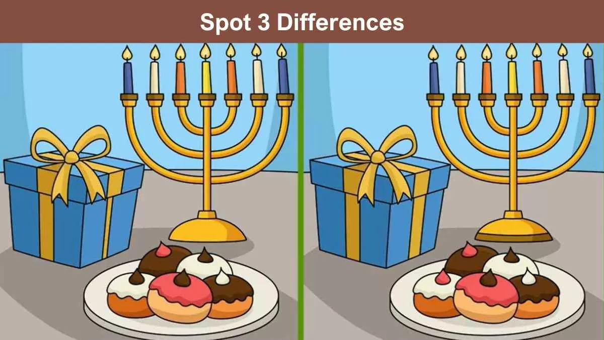 Spot 3 differences between the Hanukkah pictures in 9 seconds!