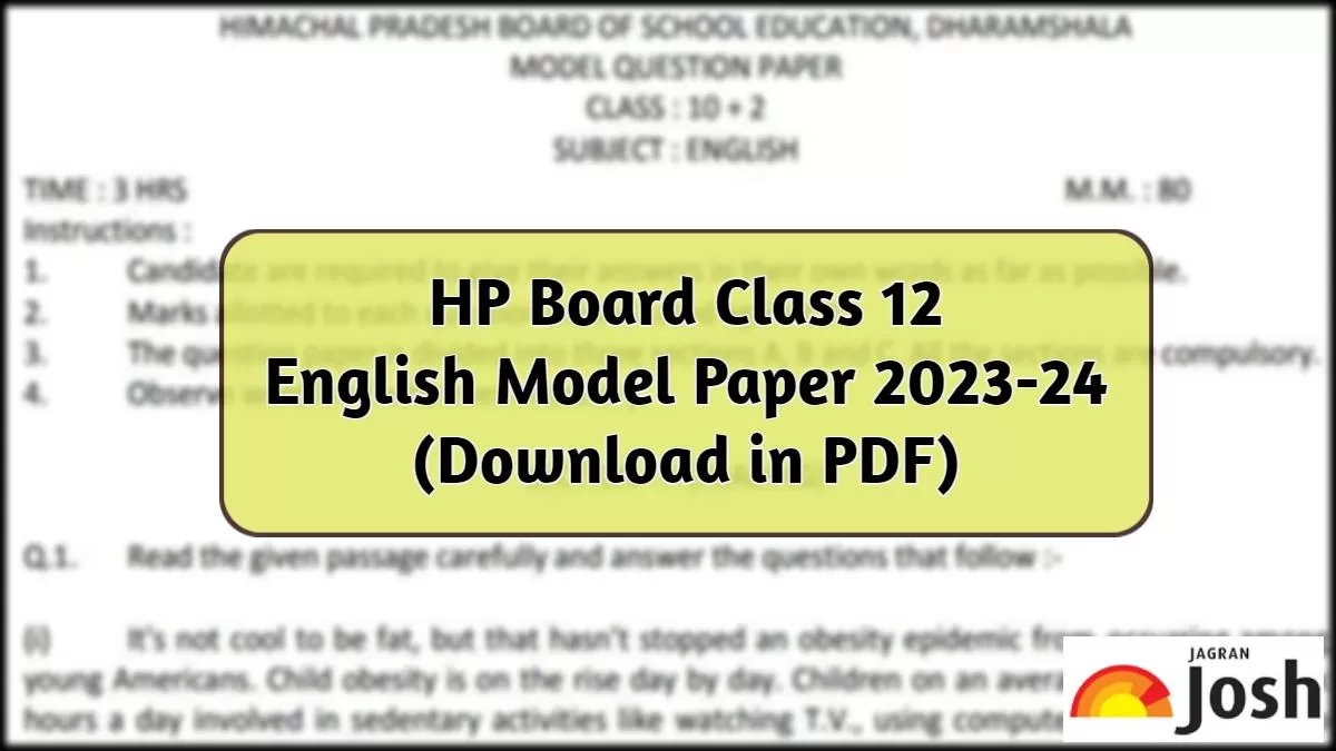 Download HP Board Class 12 English Model Paper 2023-24 in PDF