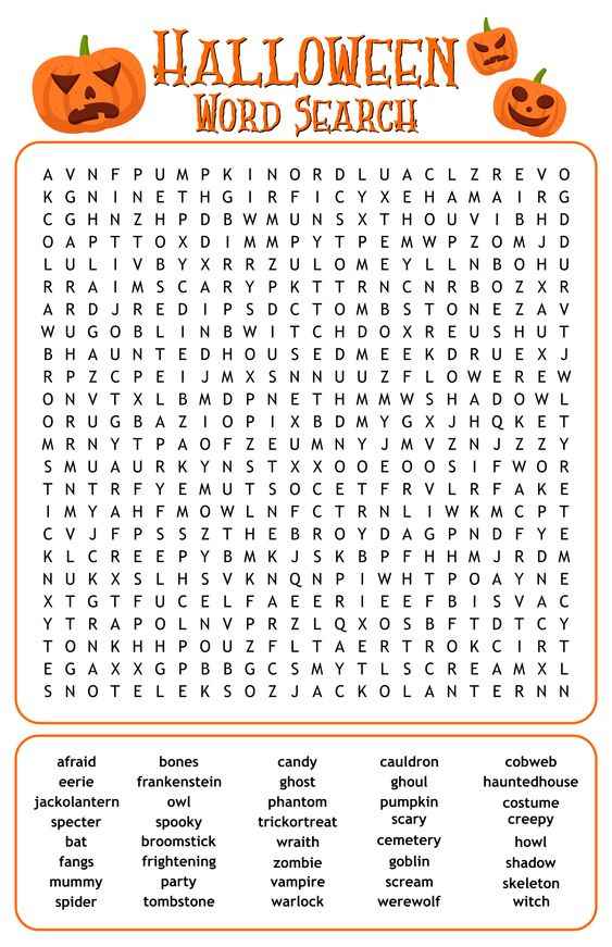 Halloween Word Search Game 2023: Find Printable Puzzles for Kids and Adults